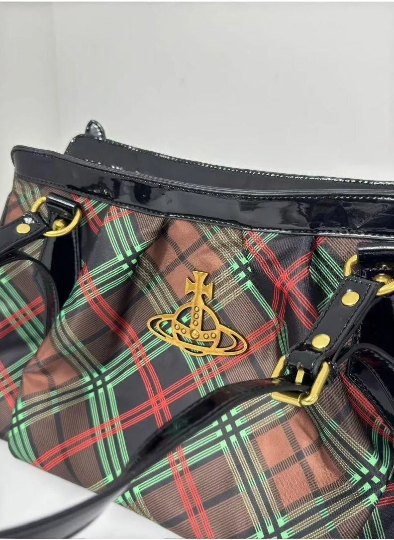 Tote bag plaid underarm bag