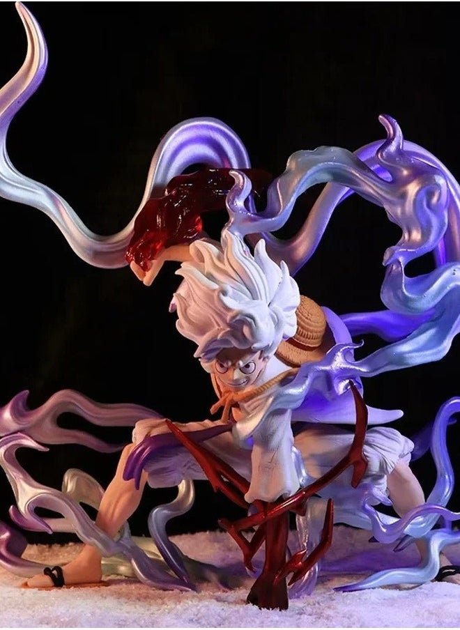 One Piece Flame Nika Luffy Action Figure Decorative Resin Sculpture Home Decor Statue, Art Figurine Home Ornament Decoration for Office, Living Room, Bedroom, Book Shelf, TV Cabinet, Desktop