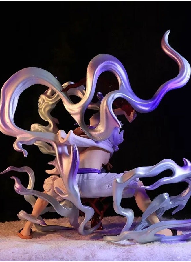 One Piece Flame Nika Luffy Action Figure Decorative Resin Sculpture Home Decor Statue, Art Figurine Home Ornament Decoration for Office, Living Room, Bedroom, Book Shelf, TV Cabinet, Desktop