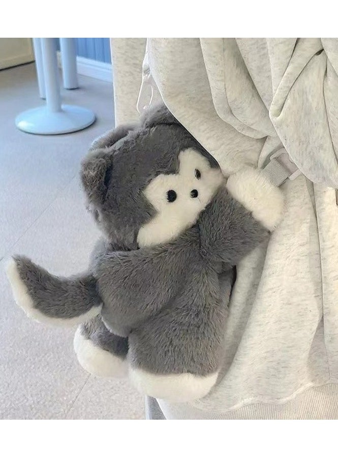 PawPaw Husky Puppy Cute Plush Crossbody Bag Doll Cartoon Backpack Gift for Kids, Friends, or Girlfriend