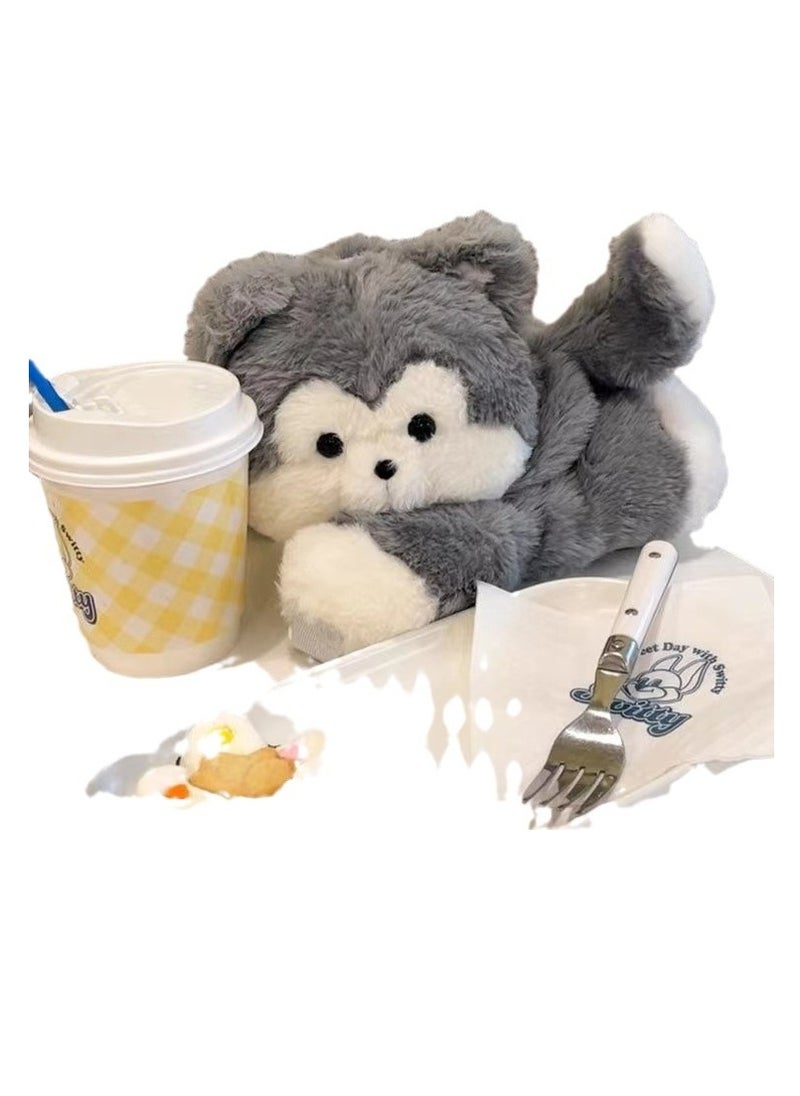 PawPaw Husky Puppy Cute Plush Crossbody Bag Doll Cartoon Backpack Gift for Kids, Friends, or Girlfriend