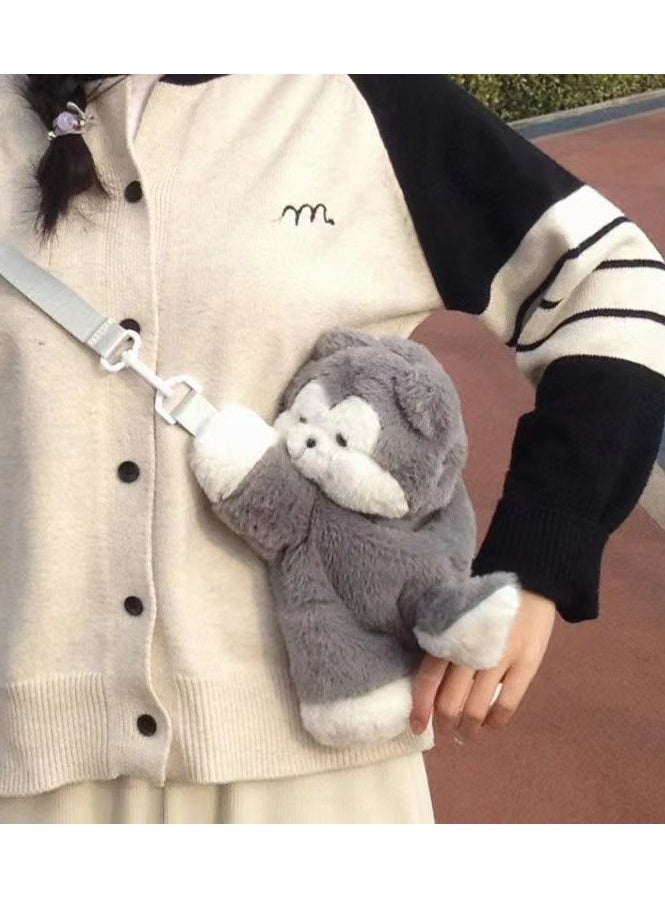 PawPaw Husky Puppy Cute Plush Crossbody Bag Doll Cartoon Backpack Gift for Kids, Friends, or Girlfriend