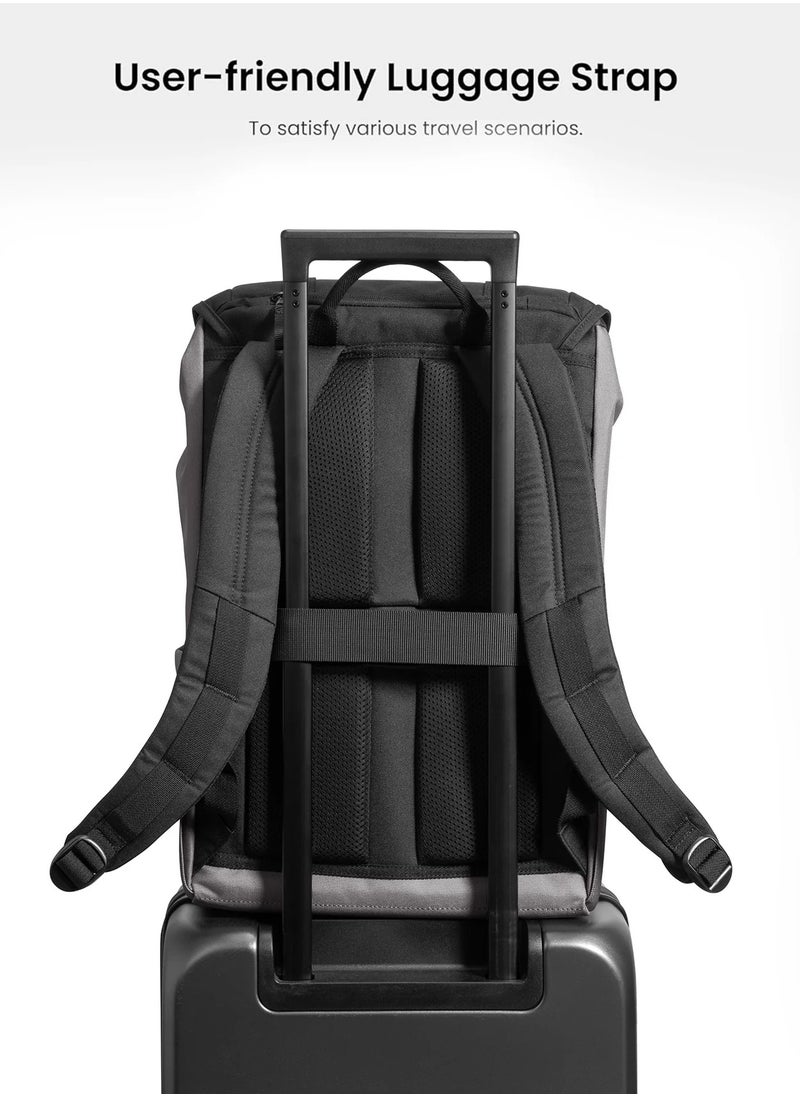 Vintpack OCHM TA1 Flap Laptop Backpack, Lightweight, Water-Resistant Travel Casual Daypack, Slim Durable Work-pack Rucksack for 13-16 Inch MacBook Laptop, Large Capacity, Eco-Friendly Backpack 22L