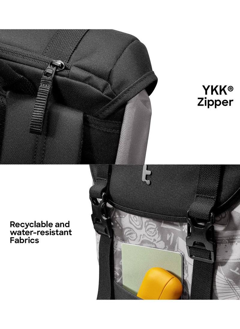 Vintpack OCHM TA1 Flap Laptop Backpack, Lightweight, Water-Resistant Travel Casual Daypack, Slim Durable Work-pack Rucksack for 13-16 Inch MacBook Laptop, Large Capacity, Eco-Friendly Backpack 22L