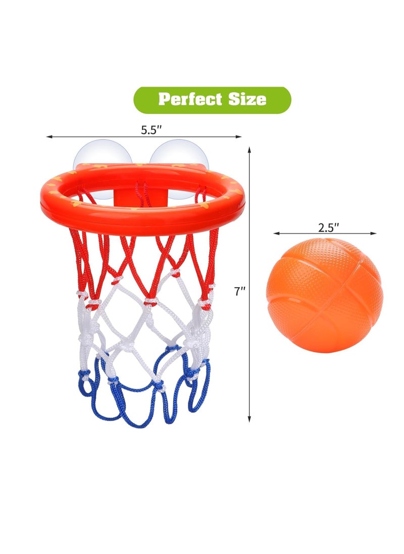 Bath Toys - Bathtub Basketball Hoop for Kids Toddlers - Bath Toys Shower Toys for Kids Ages 4-8,Suction Cup Basketball Hoop u0026 3 No Hole Balls Set for Boys Girls