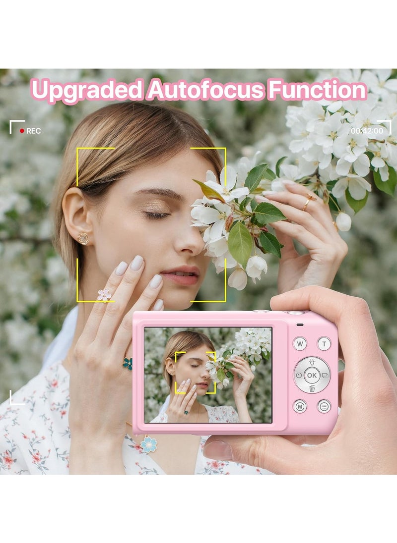 Digital Camera, 4K Vlogging Camera for YouTube Autofocus 48MP UHD Cameras for Photography with Anti-Shake, 16X Digital Zoom Point and Shoot Digital Camera with 32GB Card for Teens Adult Beginner