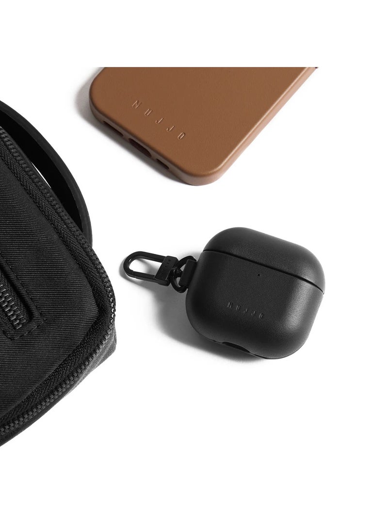 Compatible Case for AirPods 4, Retro Luxurious Genuine Leather Shockproof Wireless Charging Case for Men and Women (Black)