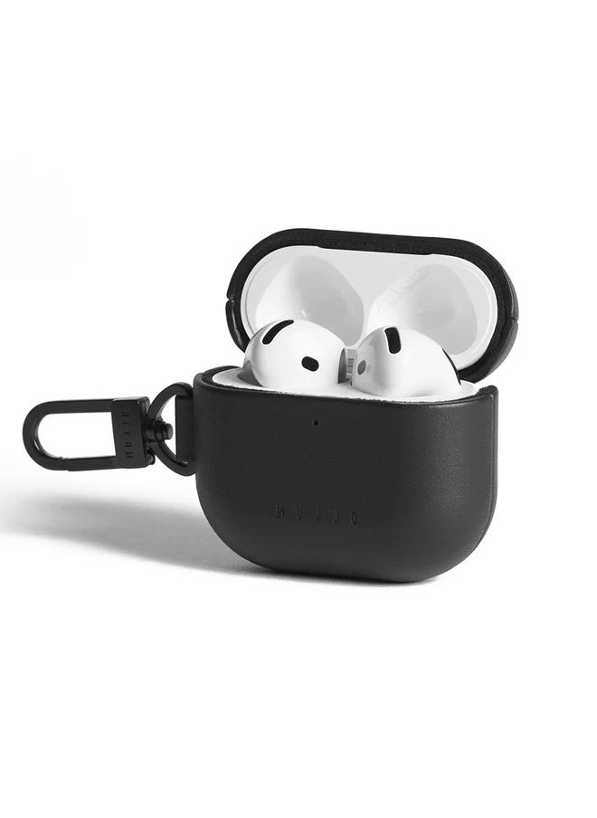 Compatible Case for AirPods 4, Retro Luxurious Genuine Leather Shockproof Wireless Charging Case for Men and Women (Black)