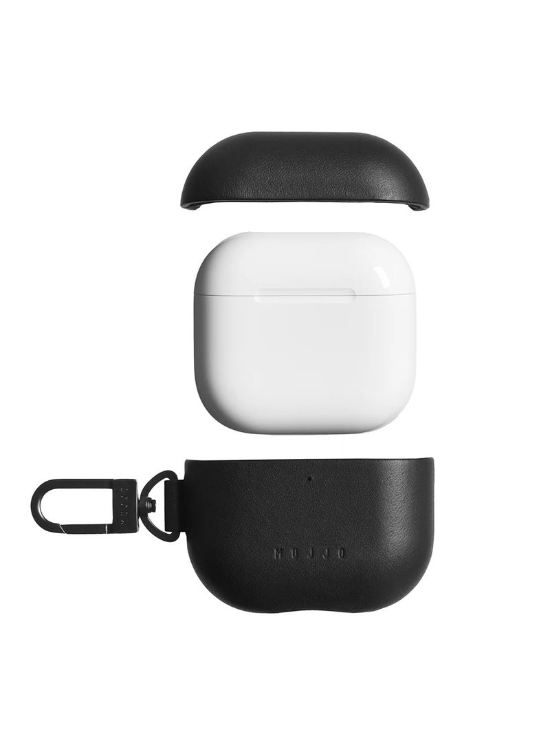 Compatible Case for AirPods 4, Retro Luxurious Genuine Leather Shockproof Wireless Charging Case for Men and Women (Black)