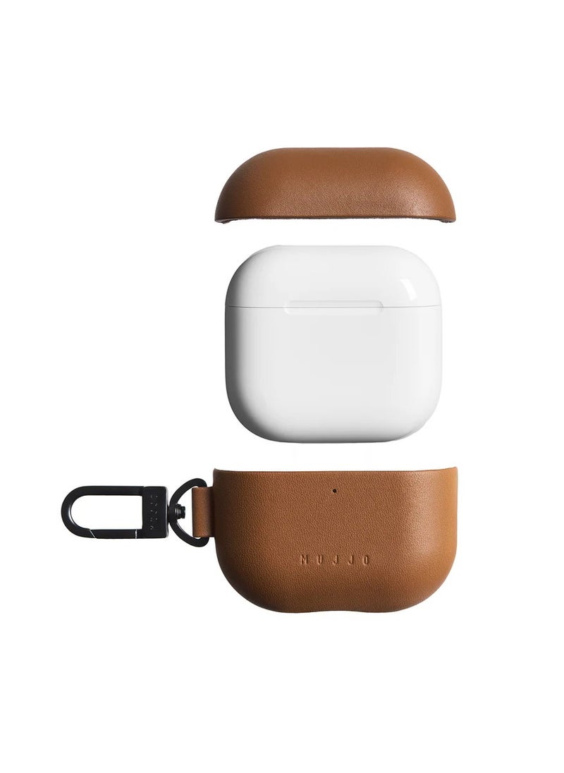 Compatible Case for AirPods 4, Retro Luxurious Genuine Leather Shockproof Wireless Charging Case for Men and Women (Tan)