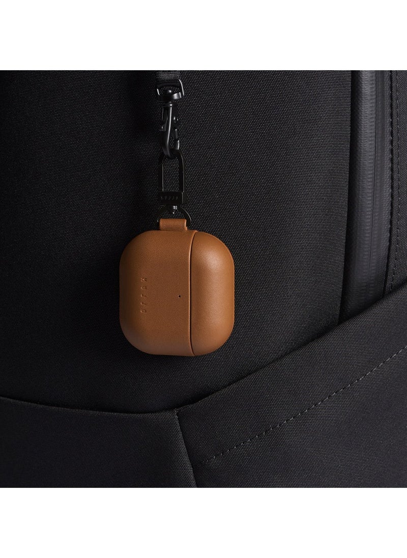 Compatible Case for AirPods 4, Retro Luxurious Genuine Leather Shockproof Wireless Charging Case for Men and Women (Tan)