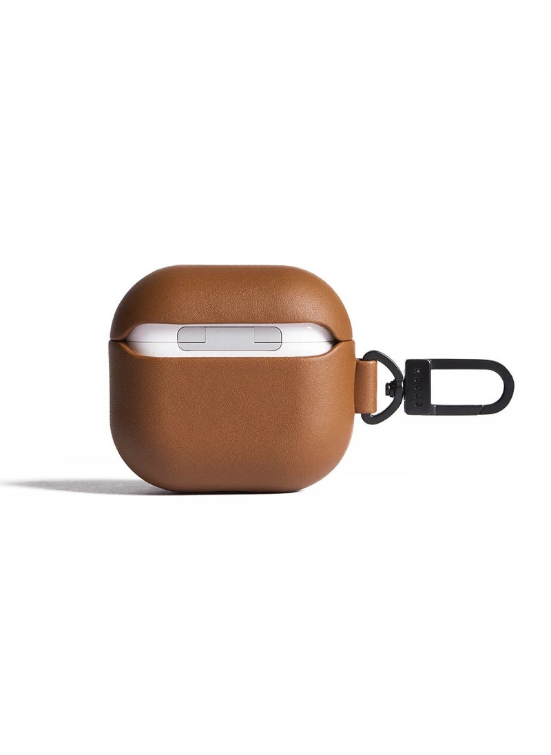 Compatible Case for AirPods 4, Retro Luxurious Genuine Leather Shockproof Wireless Charging Case for Men and Women (Tan)