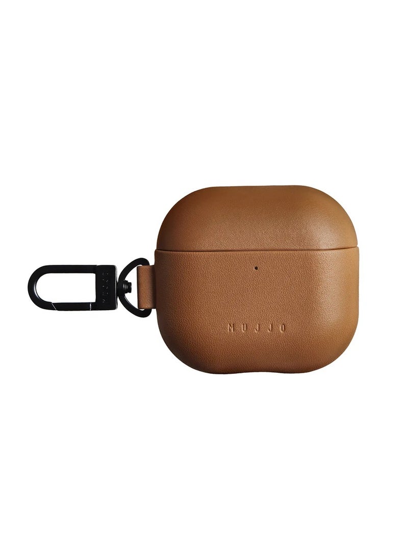 Compatible Case for AirPods 4, Retro Luxurious Genuine Leather Shockproof Wireless Charging Case for Men and Women (Tan)