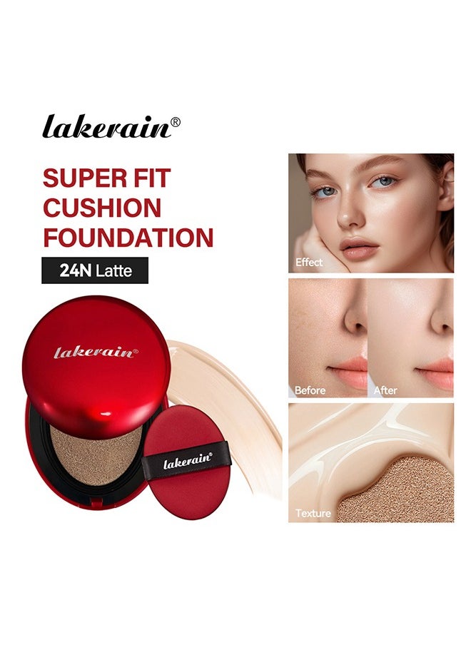 Super Fit Cushion Foundation —Full coverage, Weightless, Skin fit, Satin Glow Finish, Korean Makeup Cushion Foundation21N, IVORY(18 g)
