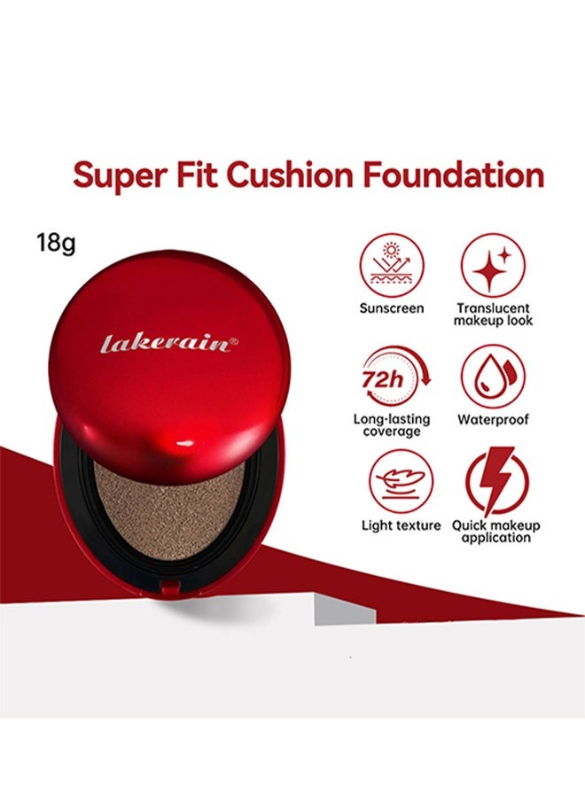 Super Fit Cushion Foundation —Full coverage, Weightless, Skin fit, Satin Glow Finish, Korean Makeup Cushion Foundation21N, IVORY(18 g)