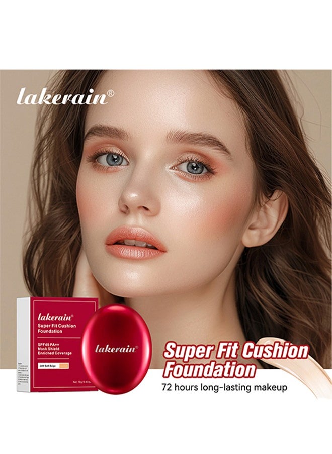 Super Fit Cushion Foundation —Full coverage, Weightless, Skin fit, Satin Glow Finish, Korean Makeup Cushion Foundation21N, IVORY(18 g)
