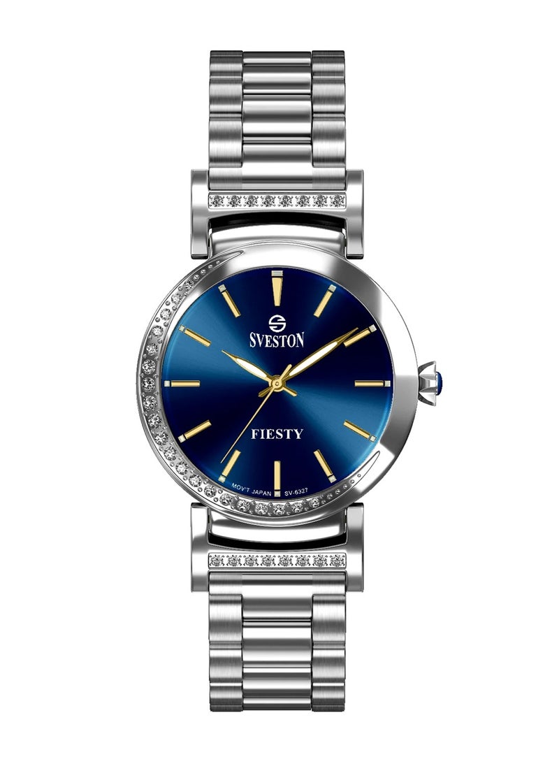 Fiesty Women's Analog Quartz Blue Dial Stainless Steel Watch SV 6327