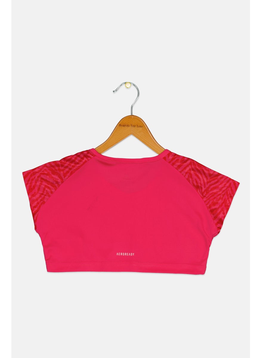 Toddlers Girl Round Neck Short Sleeve Top, Pink