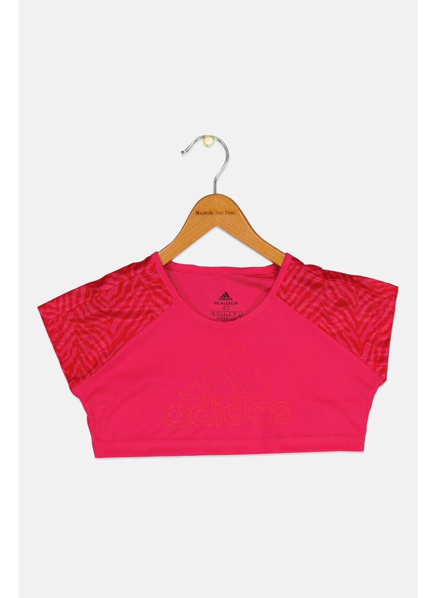 Toddlers Girl Round Neck Short Sleeve Top, Pink