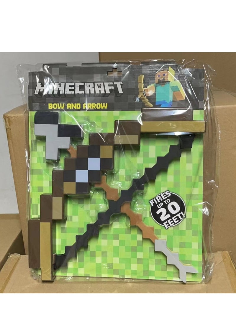 Minecraft Toy Bow and Arrow Weapon Plastic Fires Brown Enchanted Bow and Arrow