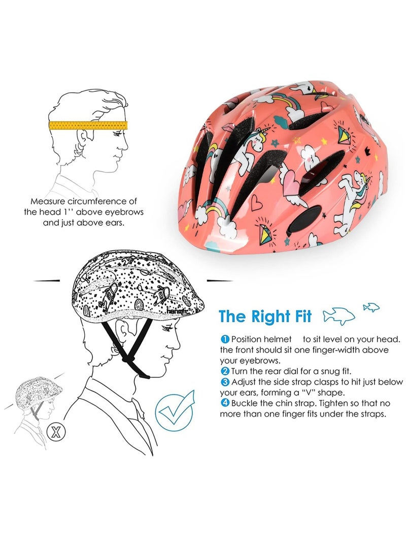 Kids Bike Helmet, Toddler Helmet Adjustable Uni, Toddler Bike Helmet Aged 3-8 Years Old, For Skating, Bike, Scooters and more