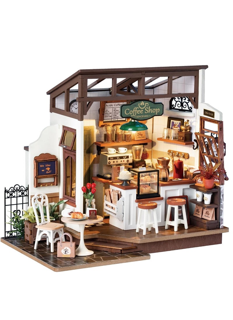 Dollhouses NO.17 Café DIY Miniature Wooden House with Furniture Model Kits for Adults to Build Birthday Gifts for Adults Teen Cosplay Game
