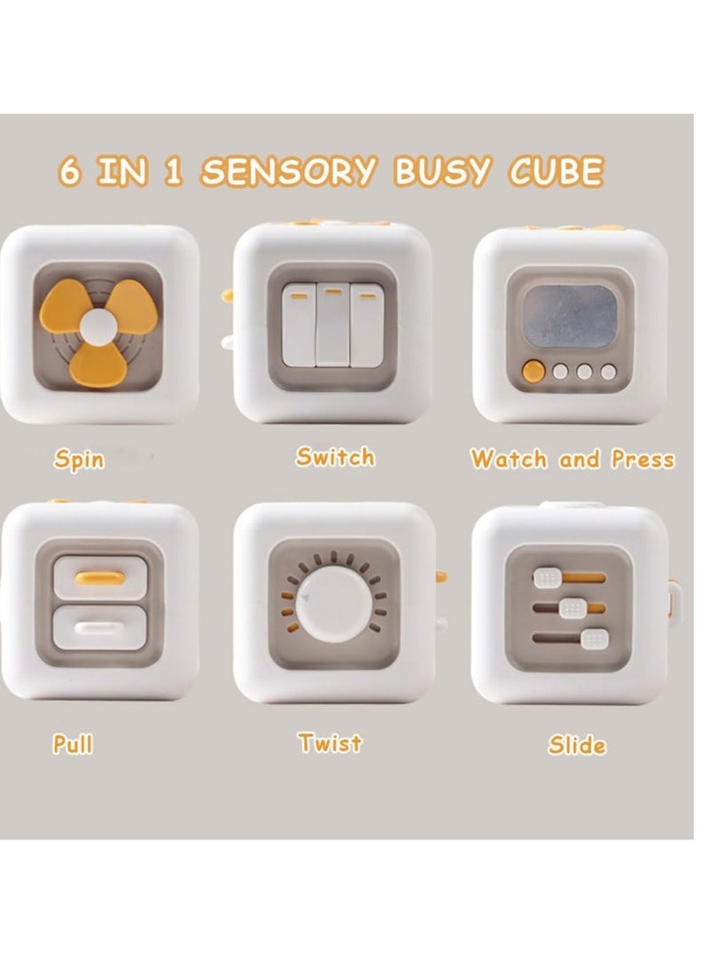6 in 1 Busy Cube Toys for 1 Year Old Boy, Interactive Toys for Toddlers 1-3, Car Travel Sensory Toys for 1+ Year Old, Busy Activity Cube for Fine Motor Skills, Birthday Gift for Boys and Girls