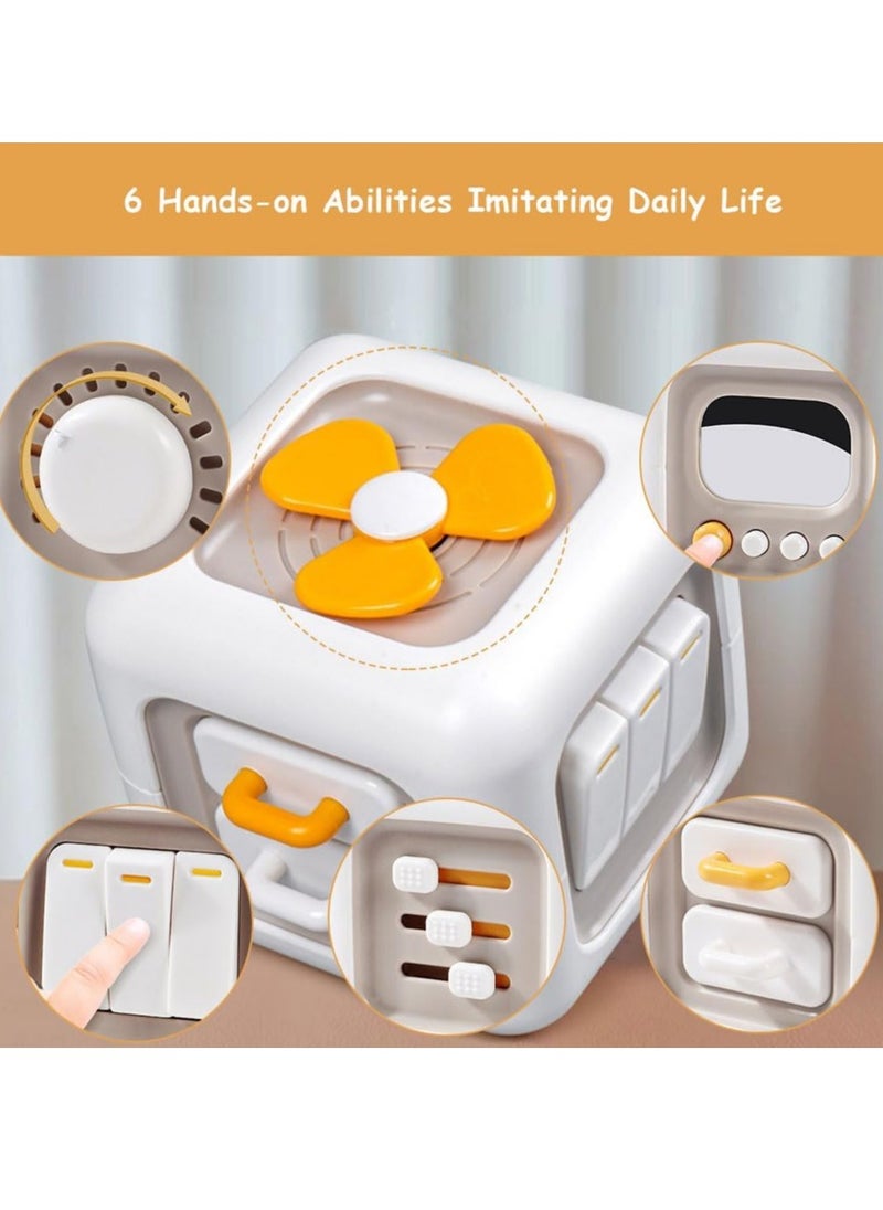 6 in 1 Busy Cube Toys for 1 Year Old Boy, Interactive Toys for Toddlers 1-3, Car Travel Sensory Toys for 1+ Year Old, Busy Activity Cube for Fine Motor Skills, Birthday Gift for Boys and Girls