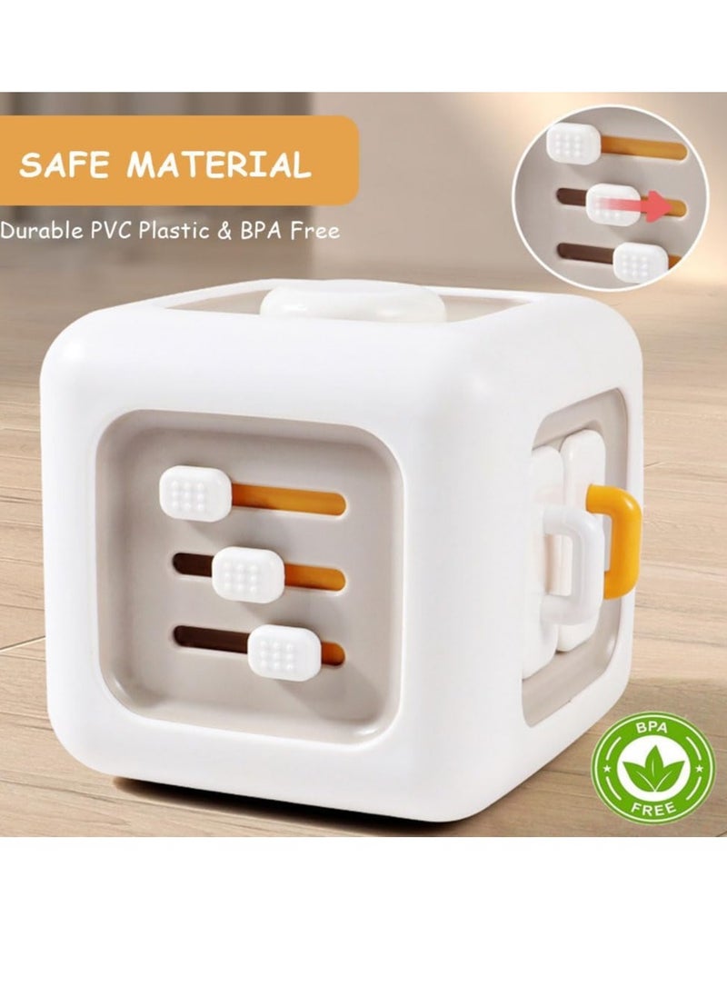 6 in 1 Busy Cube Toys for 1 Year Old Boy, Interactive Toys for Toddlers 1-3, Car Travel Sensory Toys for 1+ Year Old, Busy Activity Cube for Fine Motor Skills, Birthday Gift for Boys and Girls