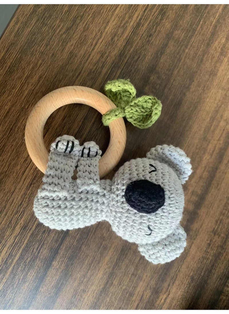 Handmade Wooden Yarn Rattle, Baby Soothing Teether Toy Hug-Carla