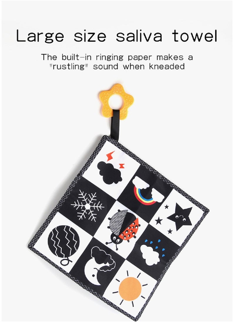 Baby Black White Book Contrast Toy, Soft Visual Picture Book, 3 Pieces Contrast Fabric Book, Baby Book for Toddlers from 0 Months, Toddler Educational Toy
