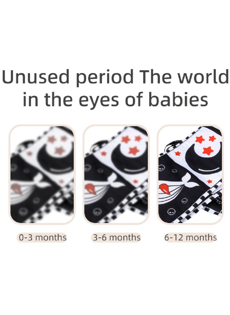 Baby Black White Book Contrast Toy, Soft Visual Picture Book, 3 Pieces Contrast Fabric Book, Baby Book for Toddlers from 0 Months, Toddler Educational Toy