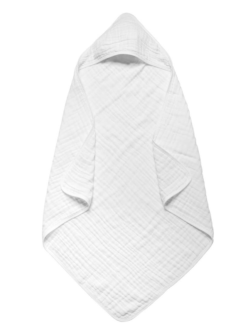Baby Hooded Towels for Babies and Toddlers, Muslin Baby Bath Towel Soft and Absorbency for Boys and Girls (Pure White 1 Pack)