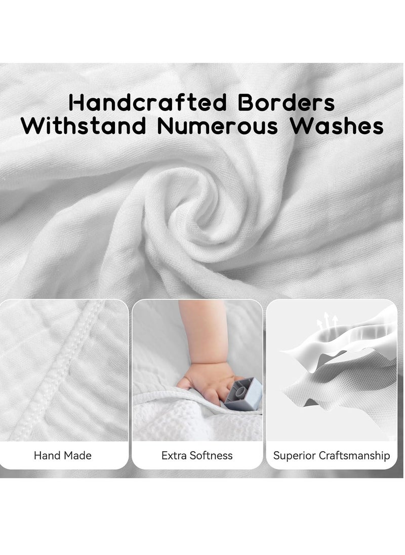 Baby Hooded Towels for Babies and Toddlers, Muslin Baby Bath Towel Soft and Absorbency for Boys and Girls (Pure White 1 Pack)