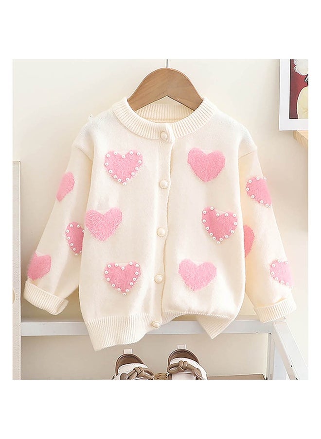 Cream Pearl Hearts Warmer cardigan Sweater for Kids