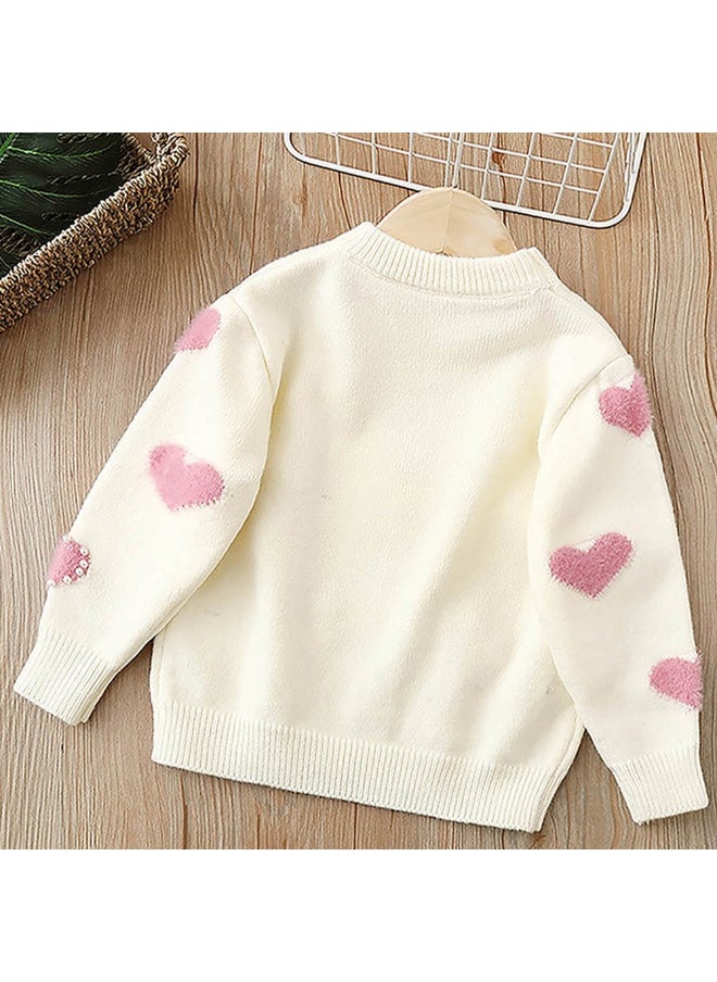 Cream Pearl Hearts Warmer cardigan Sweater for Kids