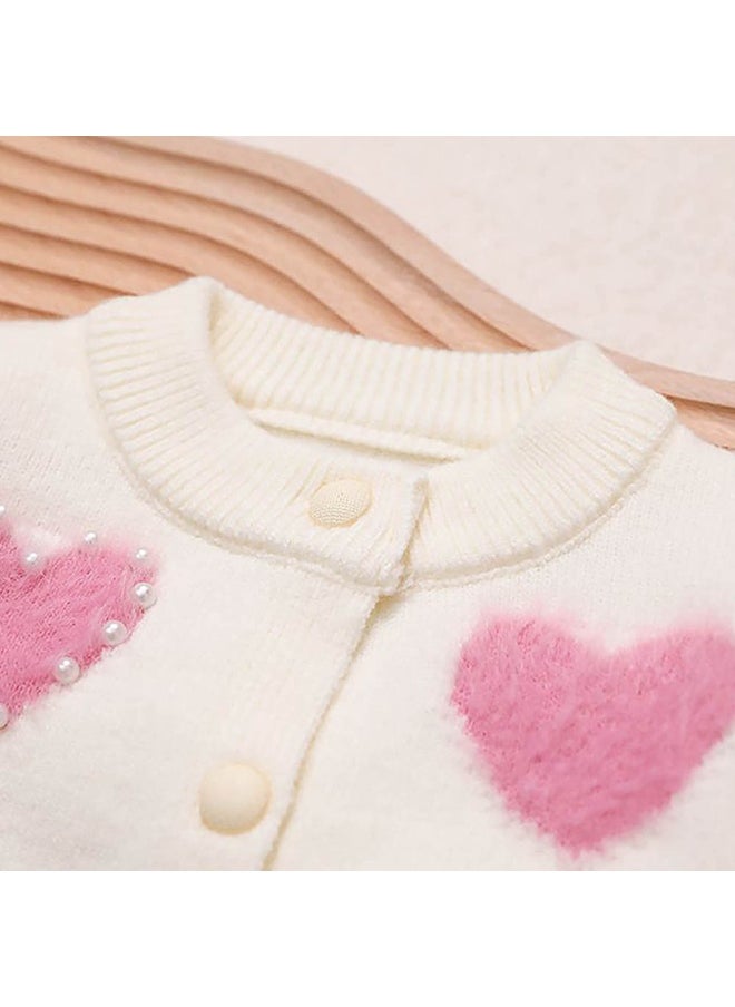 Cream Pearl Hearts Warmer cardigan Sweater for Kids