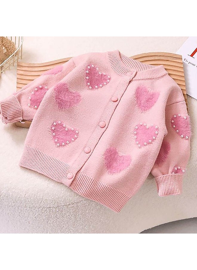 Baby Pink Pearl Hearts Warmer cardigan Sweater for Kids