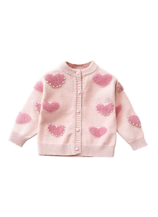 Baby Pink Pearl Hearts Warmer cardigan Sweater for Kids