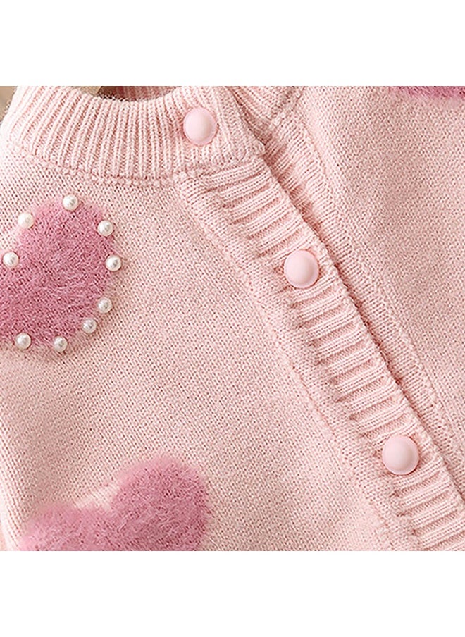 Baby Pink Pearl Hearts Warmer cardigan Sweater for Kids