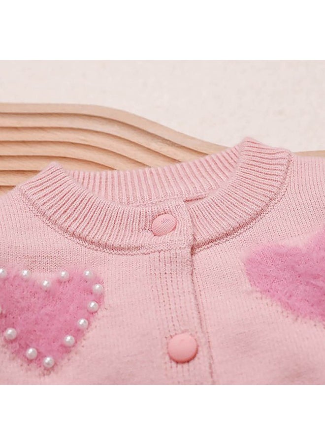 Baby Pink Pearl Hearts Warmer cardigan Sweater for Kids