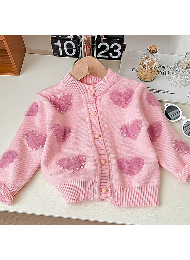 Baby Pink Pearl Hearts Warmer cardigan Sweater for Kids