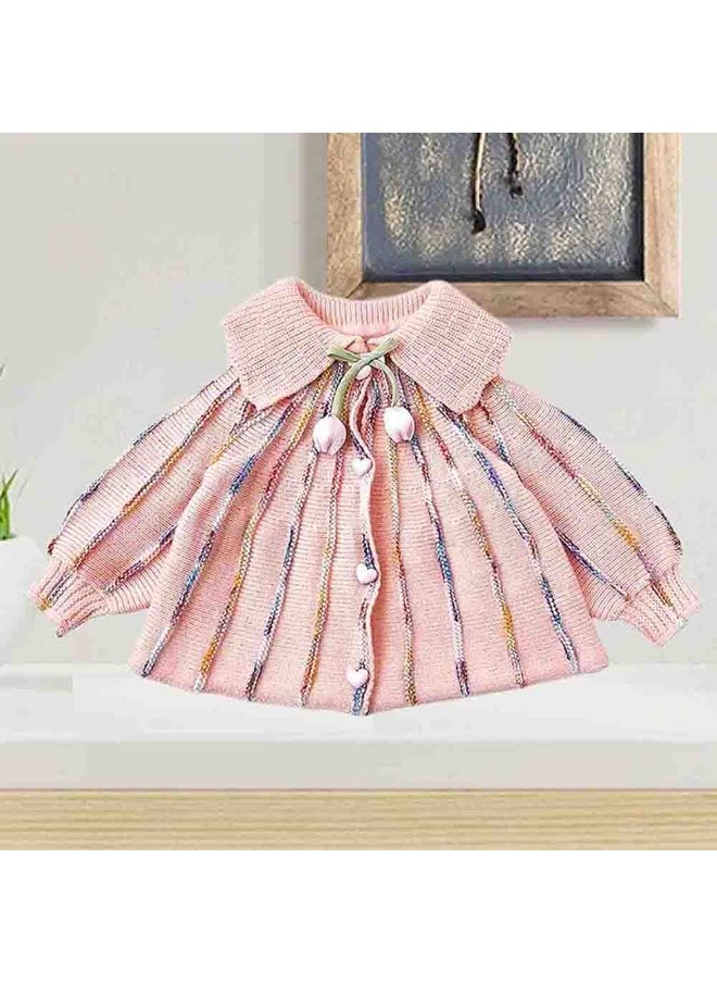 Oversized Flaired Peach Tulips Knitted Warmer Cardigan with matching Hairclip