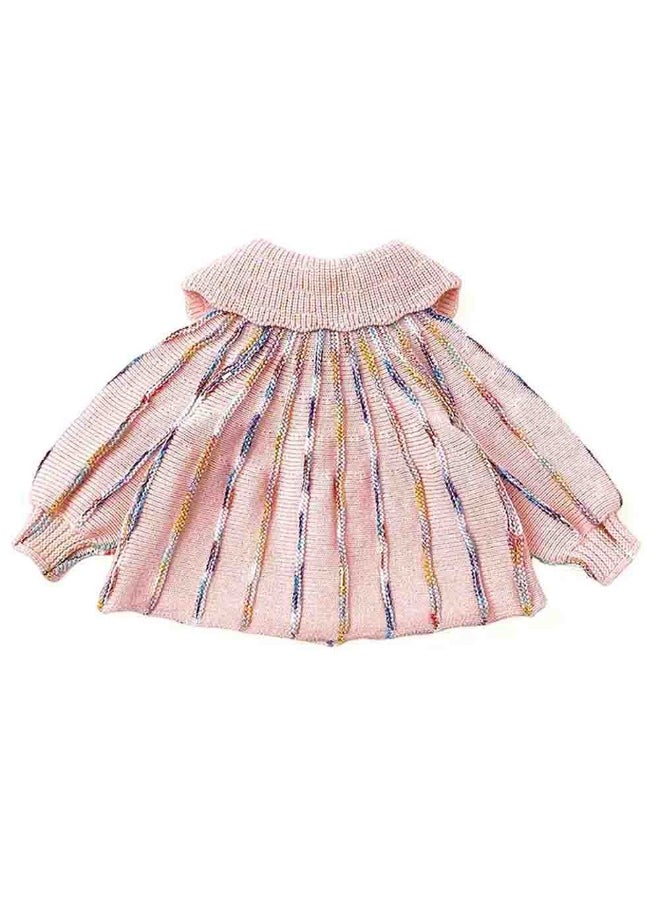 Oversized Flaired Peach Tulips Knitted Warmer Cardigan with matching Hairclip