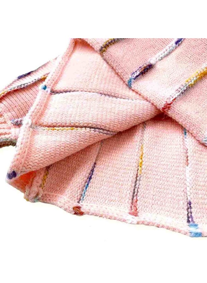 Oversized Flaired Peach Tulips Knitted Warmer Cardigan with matching Hairclip