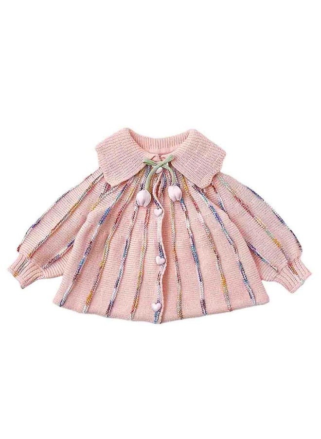 Oversized Flaired Peach Tulips Knitted Warmer Cardigan with matching Hairclip