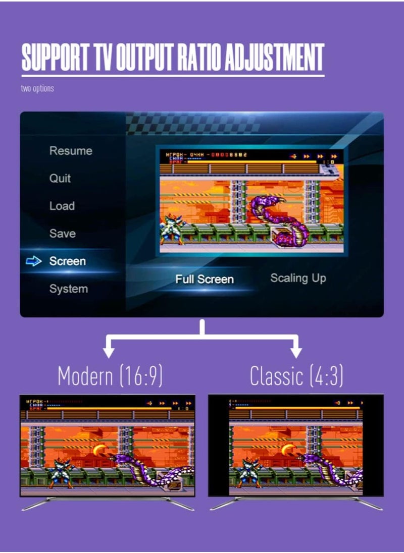 16 Bit Video Game Console, Special Built in 3000 Classic SFC/FC Games, 4K HD TV Output, Retro Game Console with 2 Wireless Controllers for Kids Adults Birthday