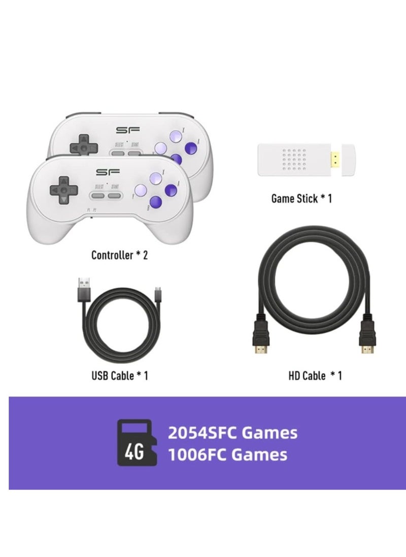 16 Bit Video Game Console, Special Built in 3000 Classic SFC/FC Games, 4K HD TV Output, Retro Game Console with 2 Wireless Controllers for Kids Adults Birthday