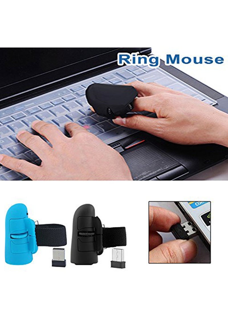 Wireless Finger Ring Mouse Universal 2.4 GHz USB 1600 Dpi Optical Mouse for All Laptop Notebook Tablet PC Desktop (Black)