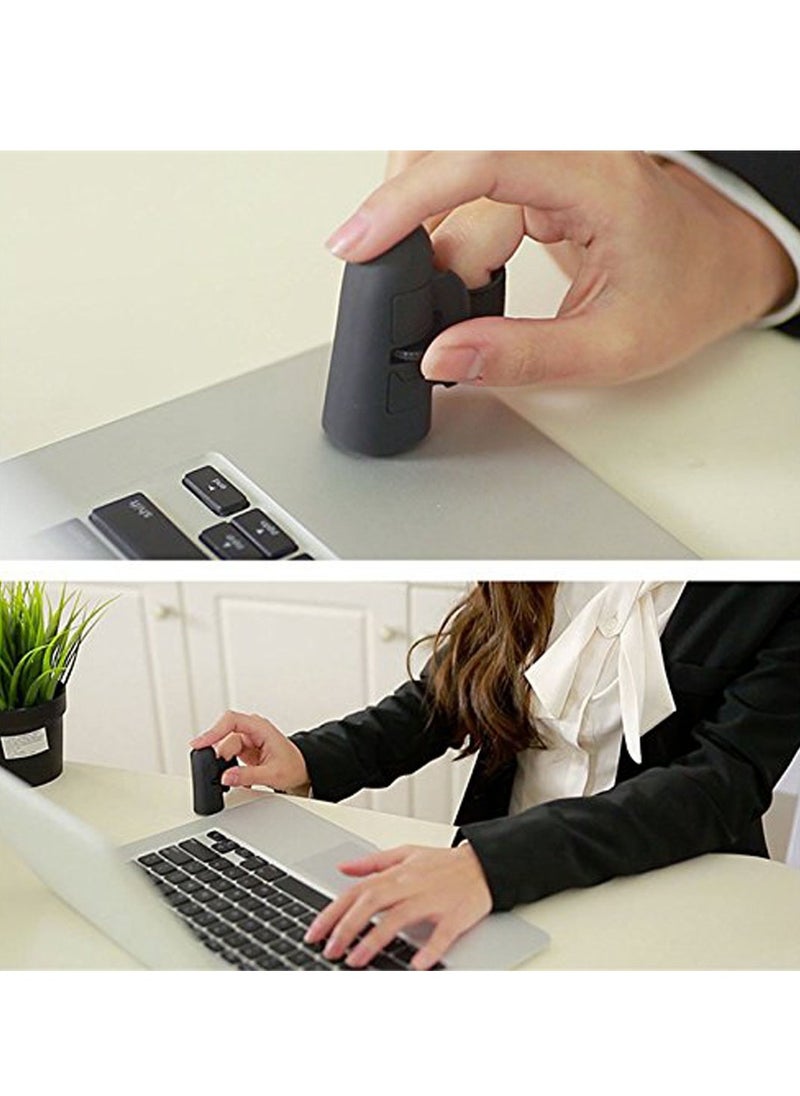Wireless Finger Ring Mouse Universal 2.4 GHz USB 1600 Dpi Optical Mouse for All Laptop Notebook Tablet PC Desktop (Black)